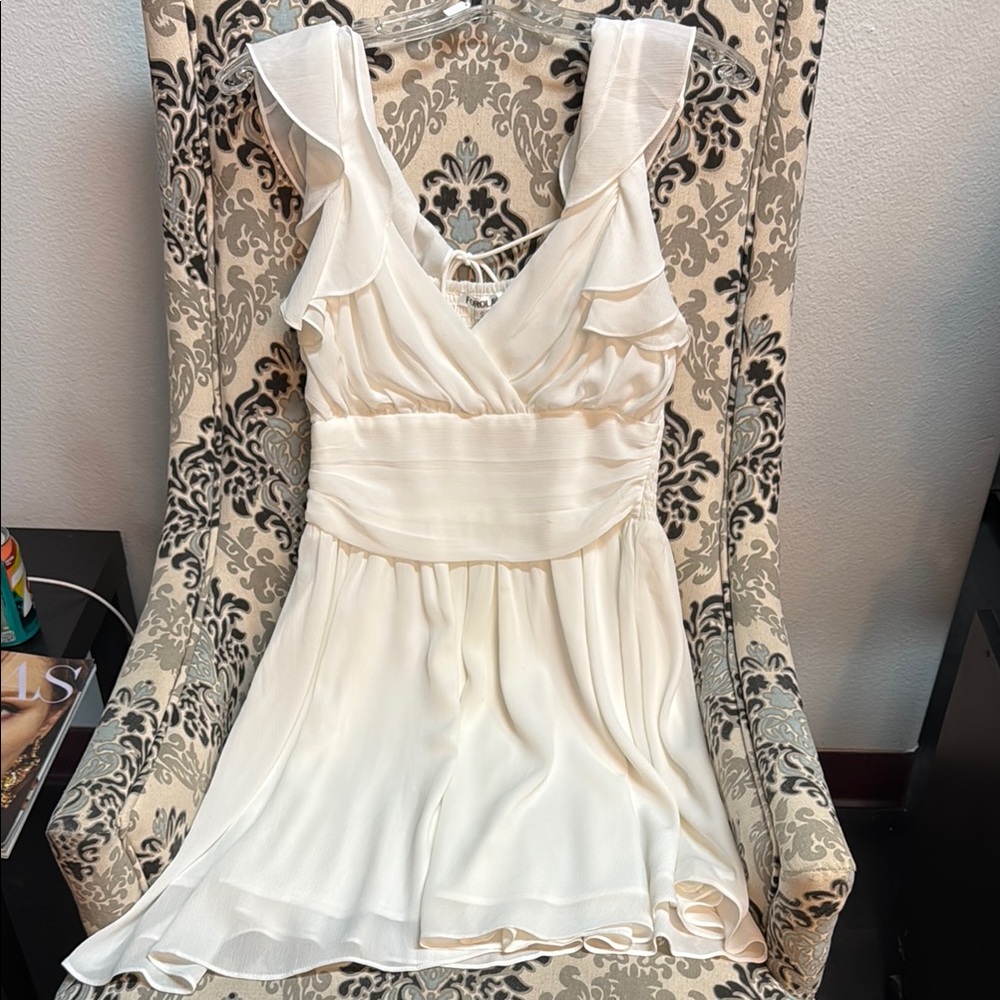 Chic Ivory Ruffle Mini Dress
